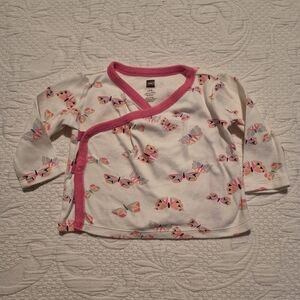 Tea Collection girls 3-6 months kimono butterfly design shirt VGUC